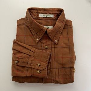 Orvis 100% cotton twill windowpane check dress shirt button-down